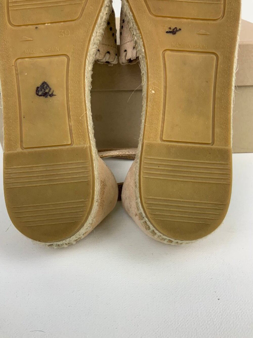 Kanna Flat Closed Toe Tan/Blush Nutbuck Laser Cut Ankle Strap Espadrilles Sz 39 - Picture 12 of 16